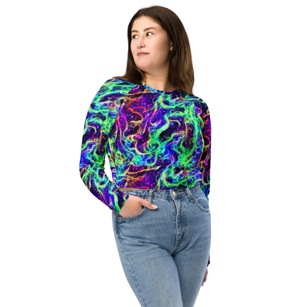 Afterdark Illusion on Long Sleeve Crop Top — Front