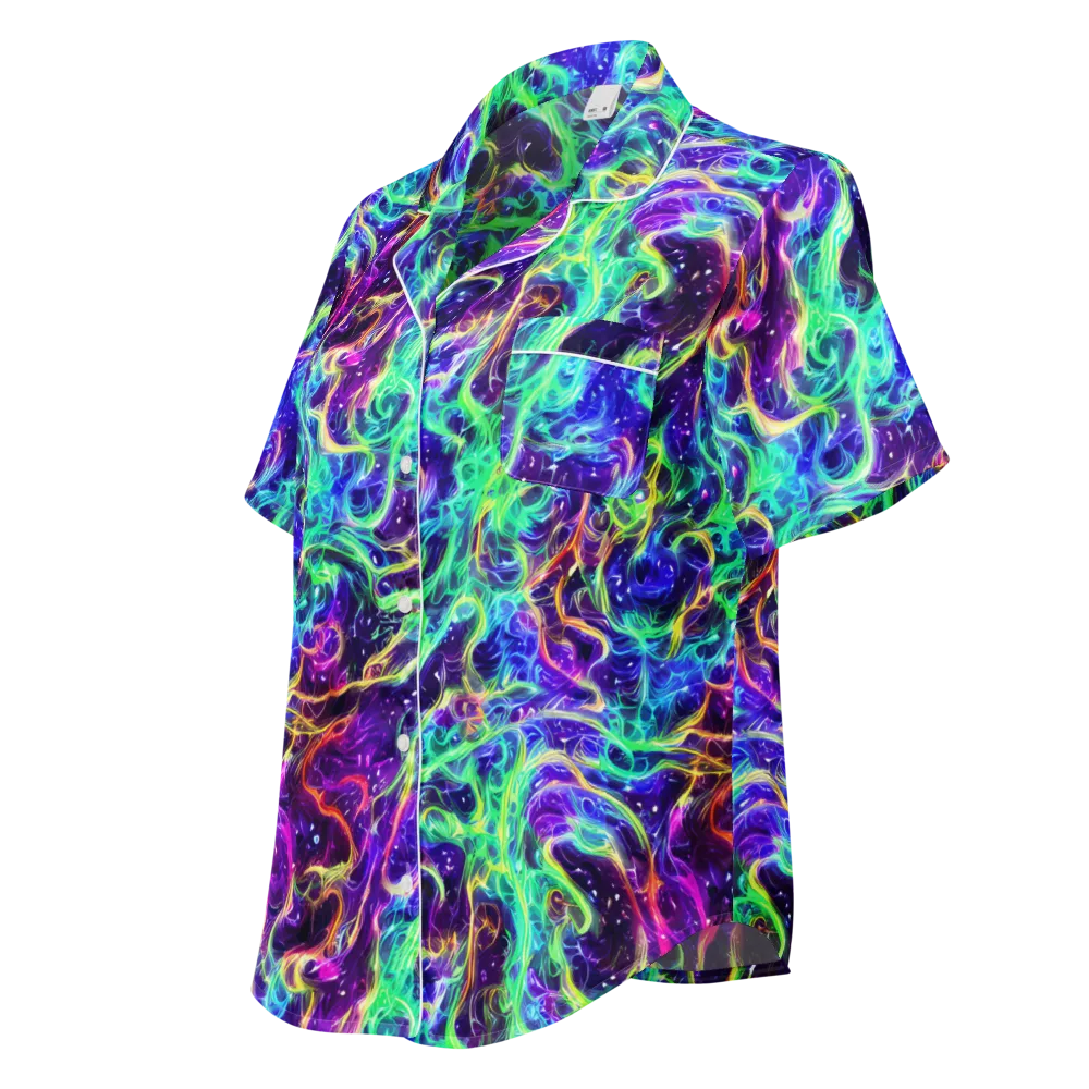 Afterdark Illusion on Women's Short Sleeve Pajama Top — Left Front