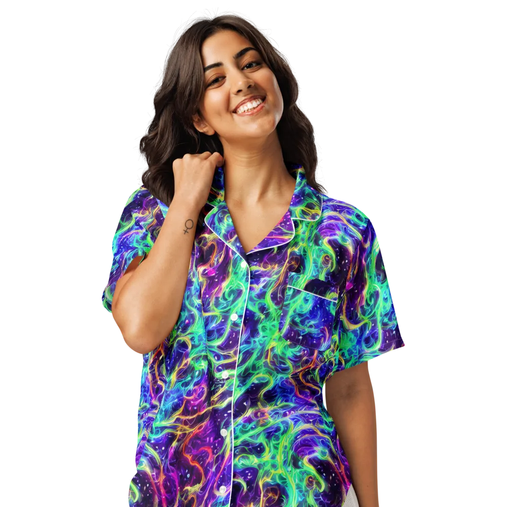 Afterdark Illusion on Women's Short Sleeve Pajama Top — Front