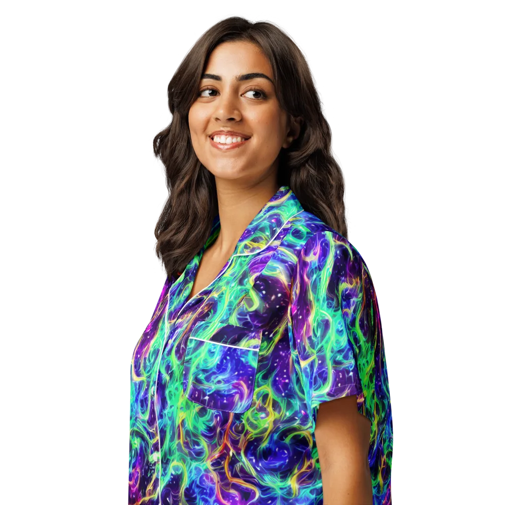 Afterdark Illusion on Women's Short Sleeve Pajama Top — Left Front