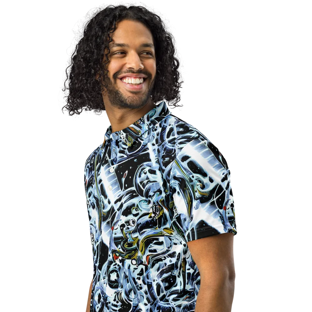Liquid Chrome on Men's Slim Fit Polo Shirt — Left Front