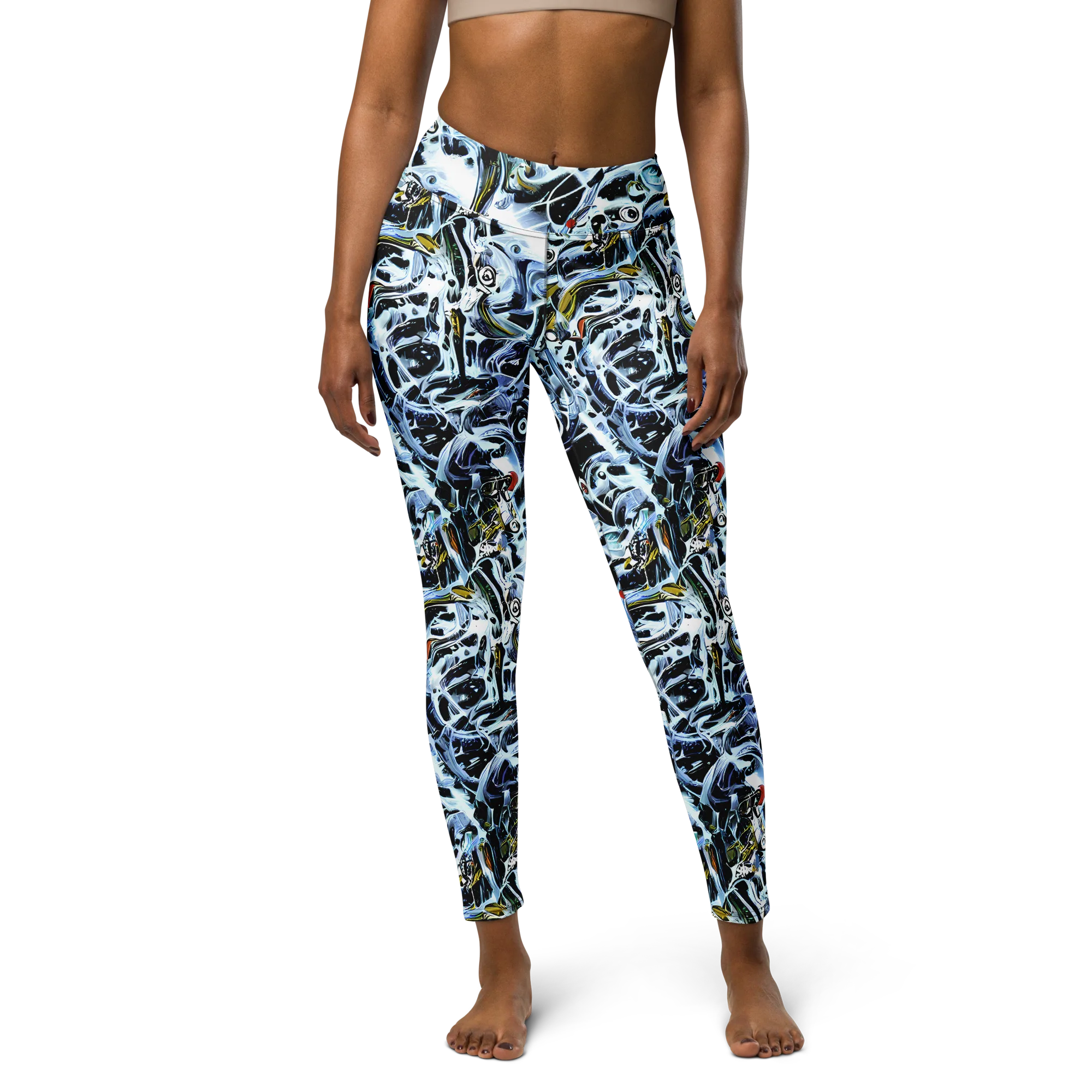 Liquid Chrome on Yoga Leggings — Front