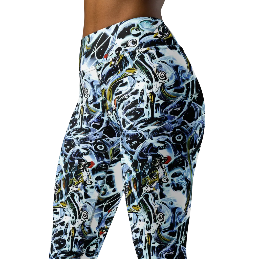 Liquid Chrome on Yoga Leggings — Left Front