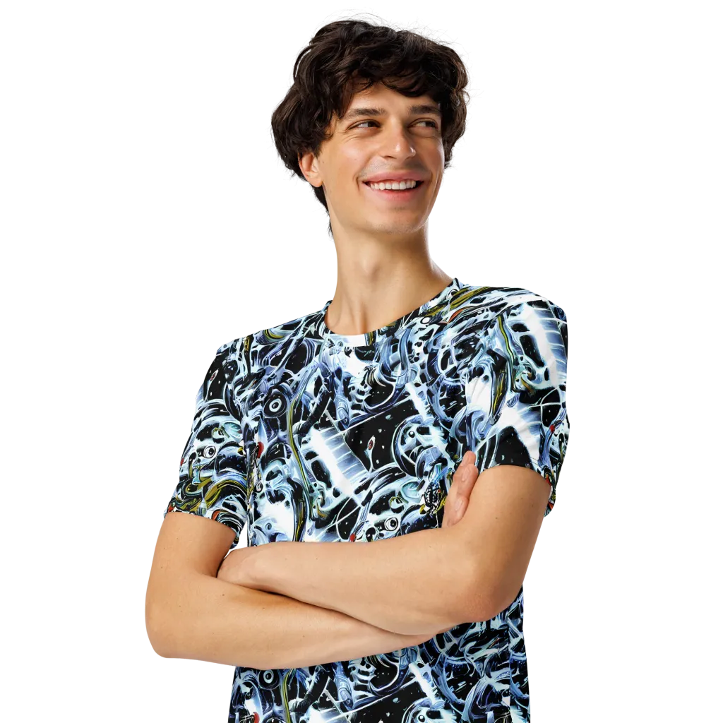 Liquid Chrome on Men's Crew Neck T-Shirt — Left Front