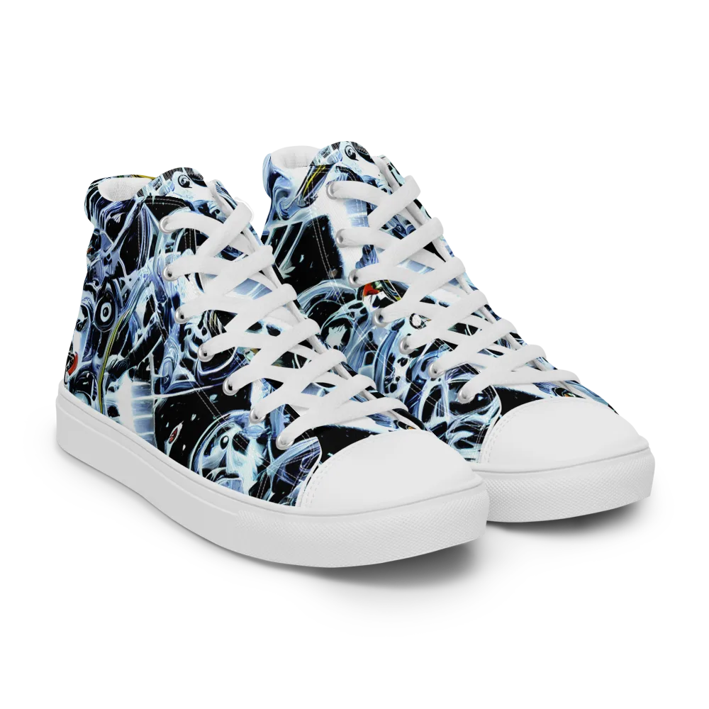 Liquid Chrome on Men's High Top Canvas Shoes — Right Front