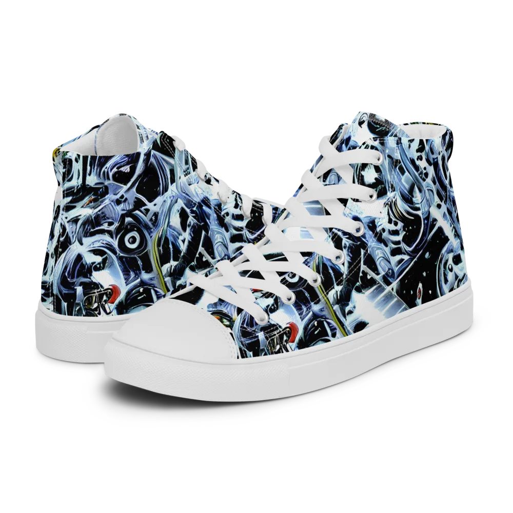 Liquid Chrome on Men's High Top Canvas Shoes — Left