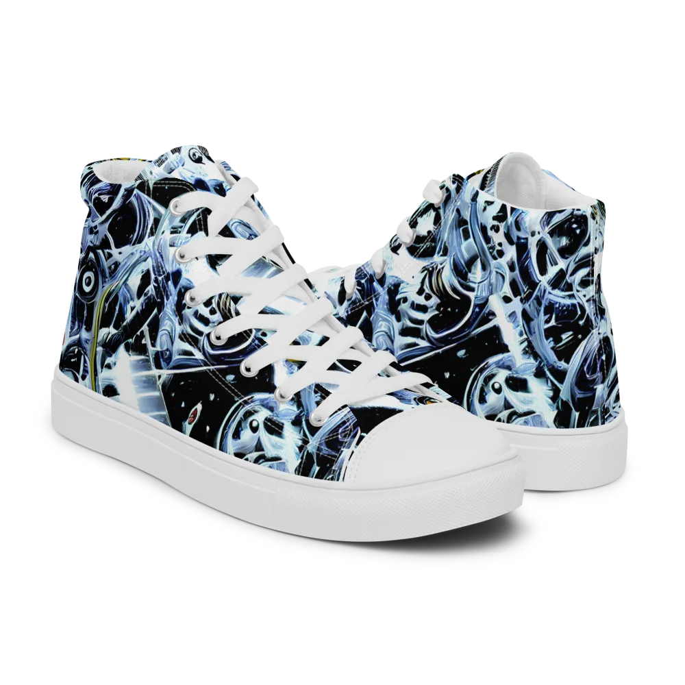 Liquid Chrome on Men's High Top Canvas Shoes — Right