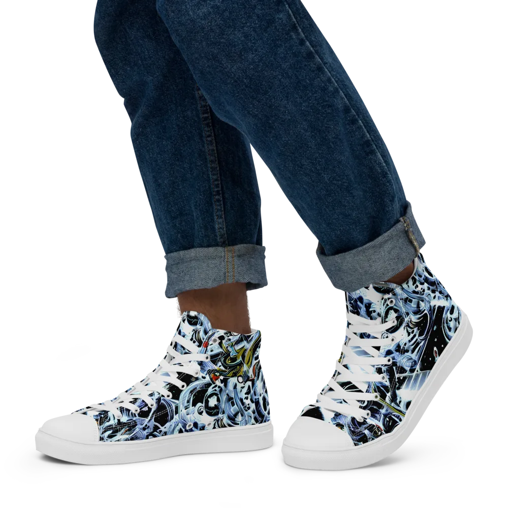 Liquid Chrome on Men's High Top Canvas Shoes — Left