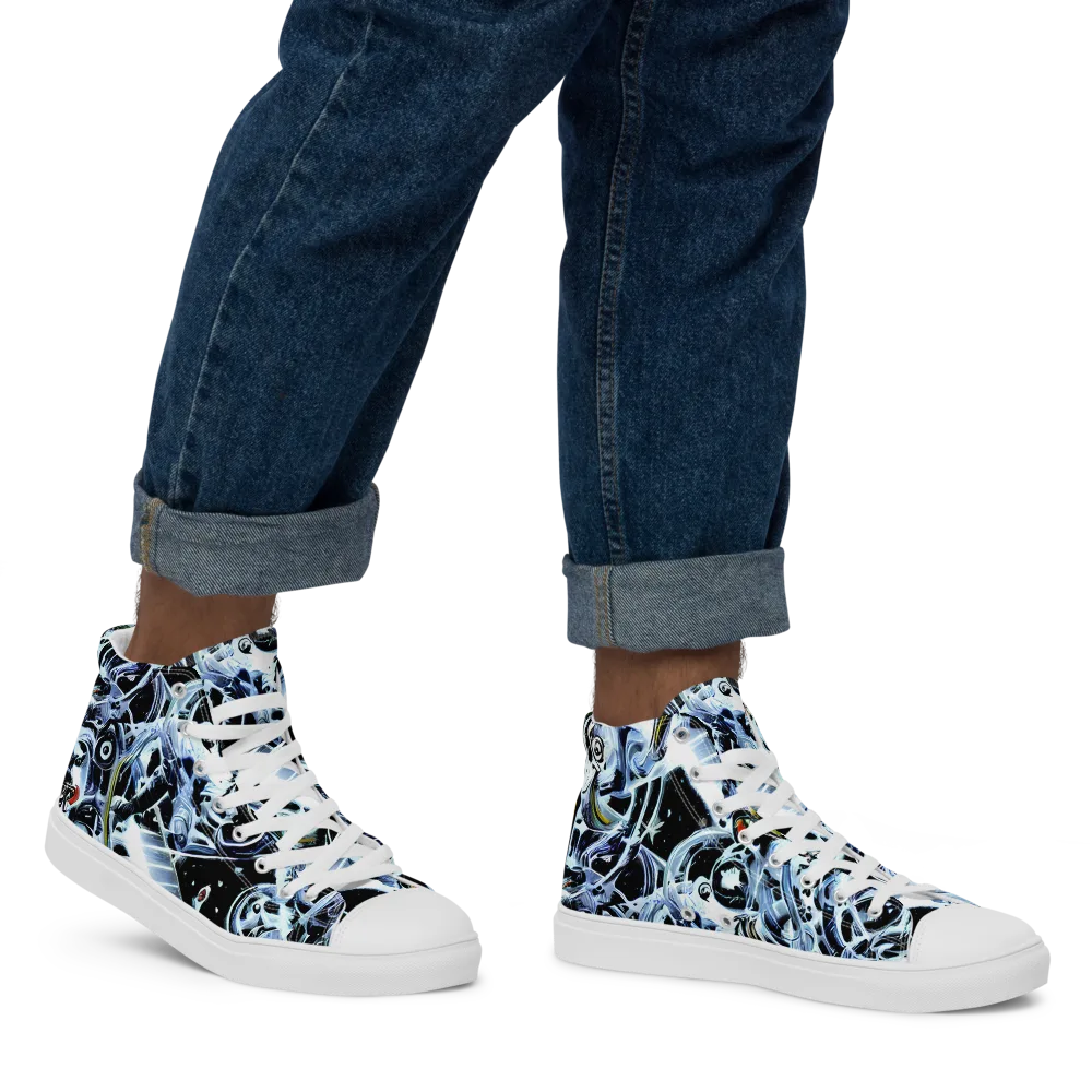 Liquid Chrome on Men's High Top Canvas Shoes — Right