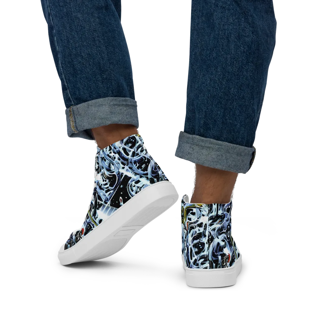 Liquid Chrome on Men's High Top Canvas Shoes — Back