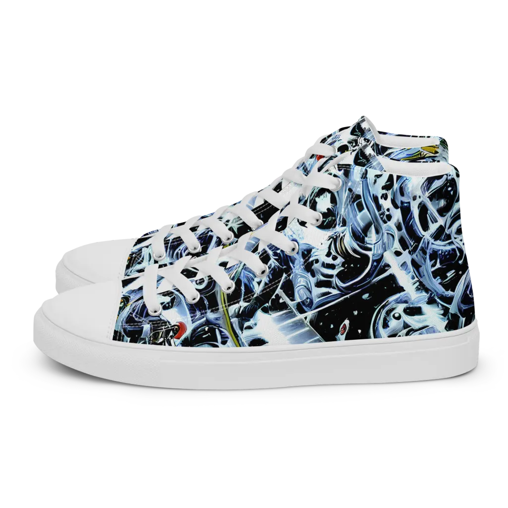 Liquid Chrome on Women's High Top Canvas Shoes — Left