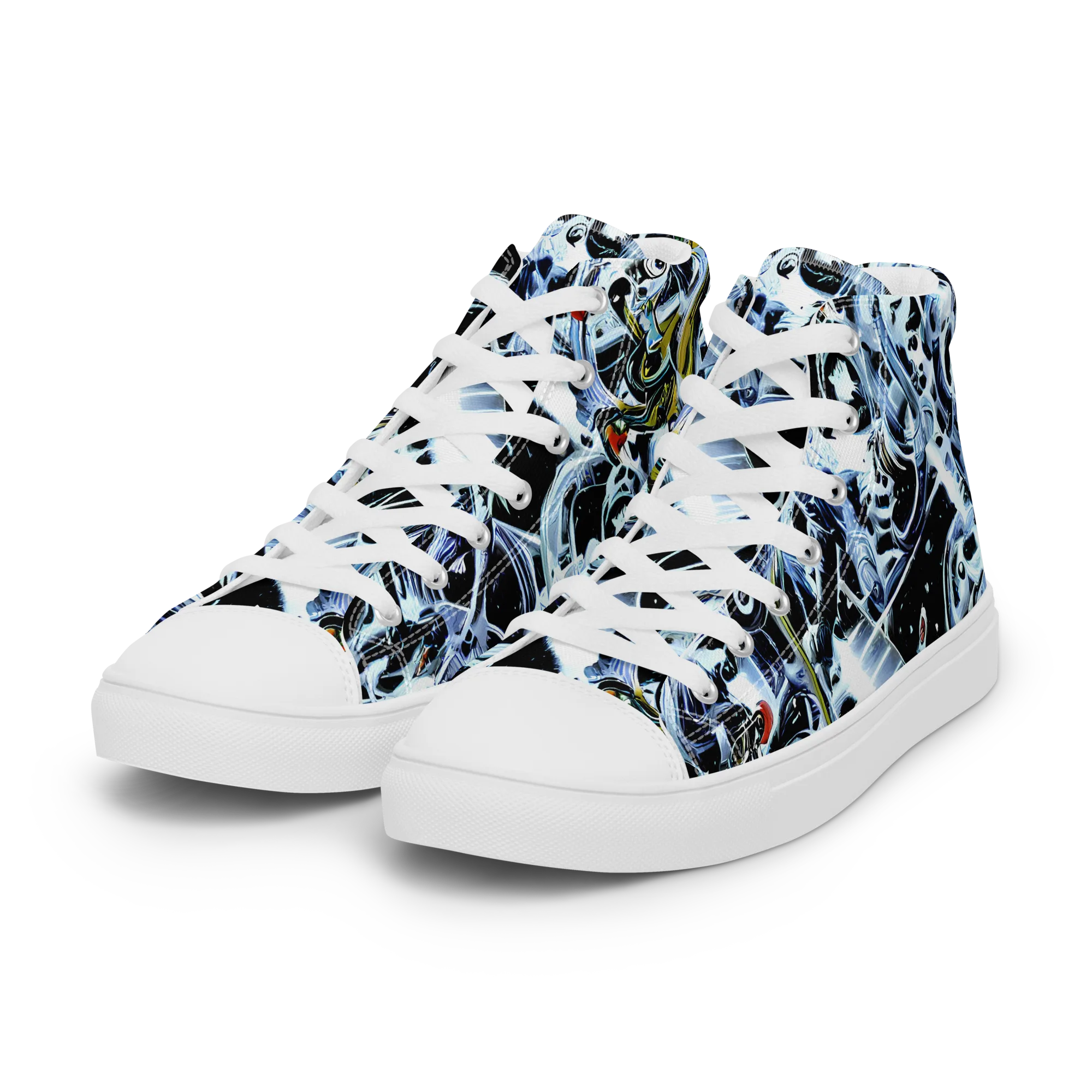 Liquid Chrome on Women's High Top Canvas Shoes — Left Front