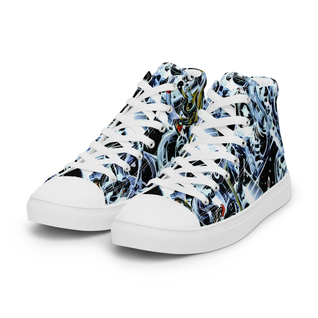 Liquid Chrome on Women's High Top Canvas Shoes — Left Front