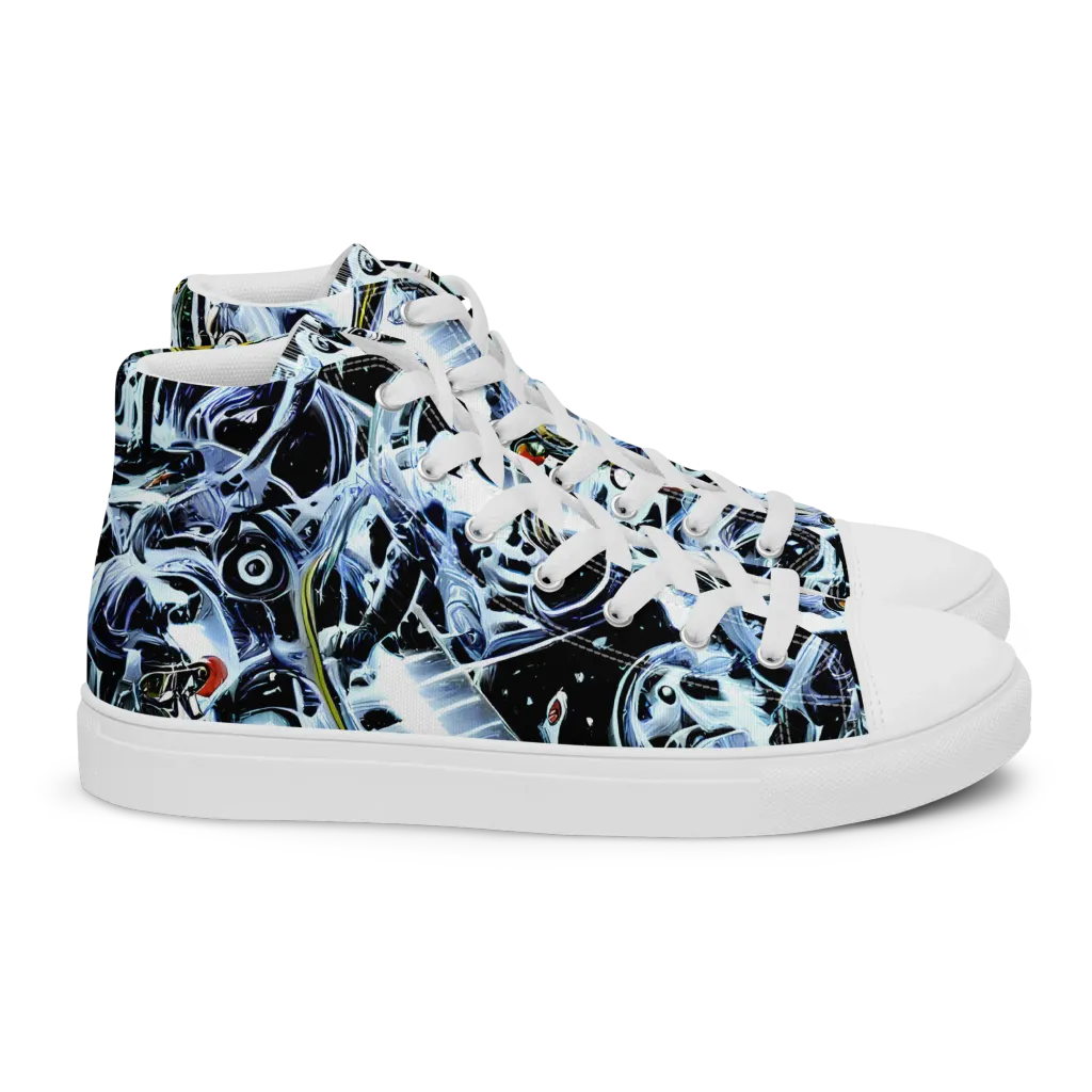 Liquid Chrome on Women's High Top Canvas Shoes — Right
