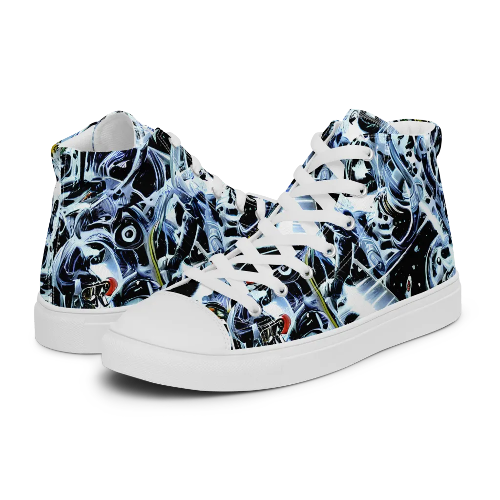 Liquid Chrome on Women's High Top Canvas Shoes — Left