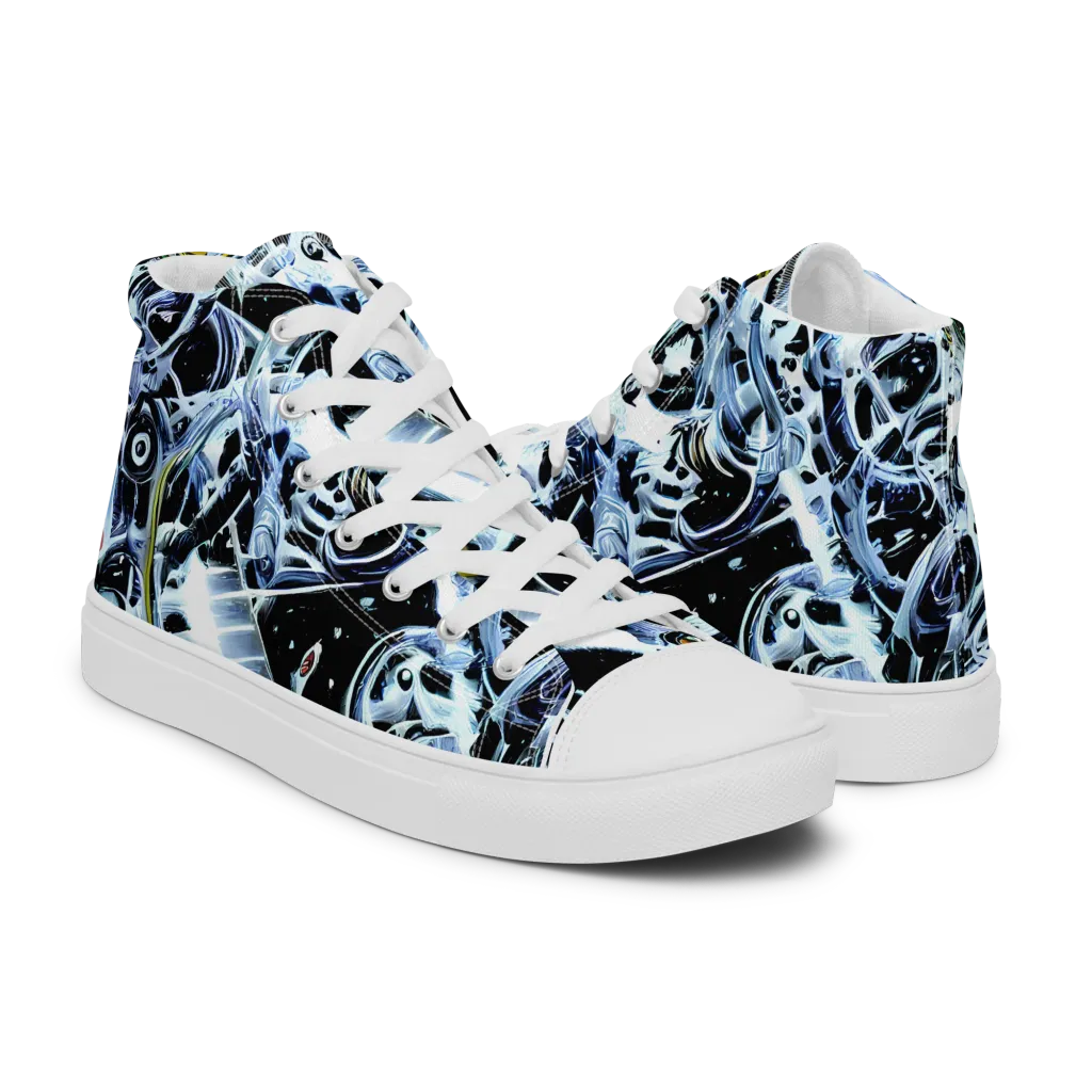 Liquid Chrome on Women's High Top Canvas Shoes — Right