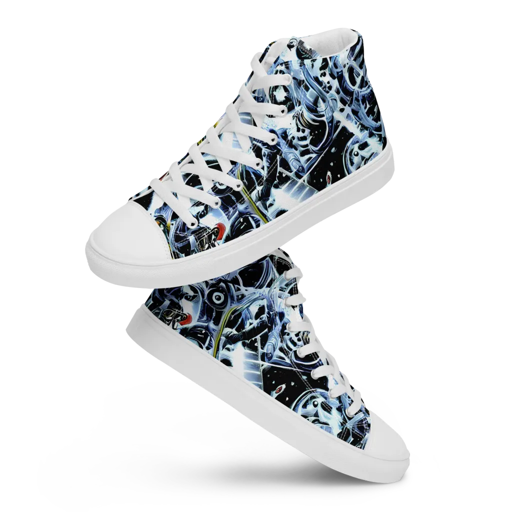 Liquid Chrome on Women's High Top Canvas Shoes — Front
