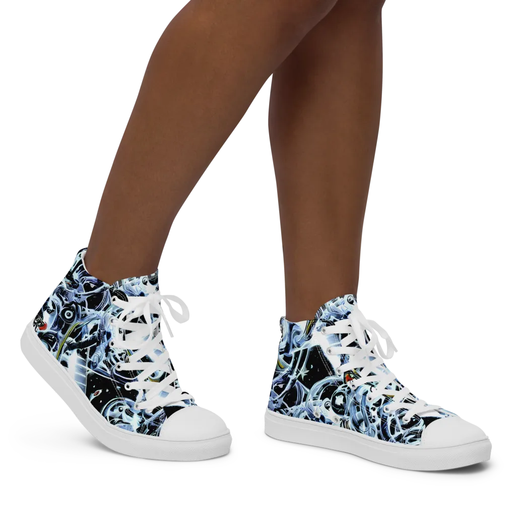 Liquid Chrome on Women's High Top Canvas Shoes — Right