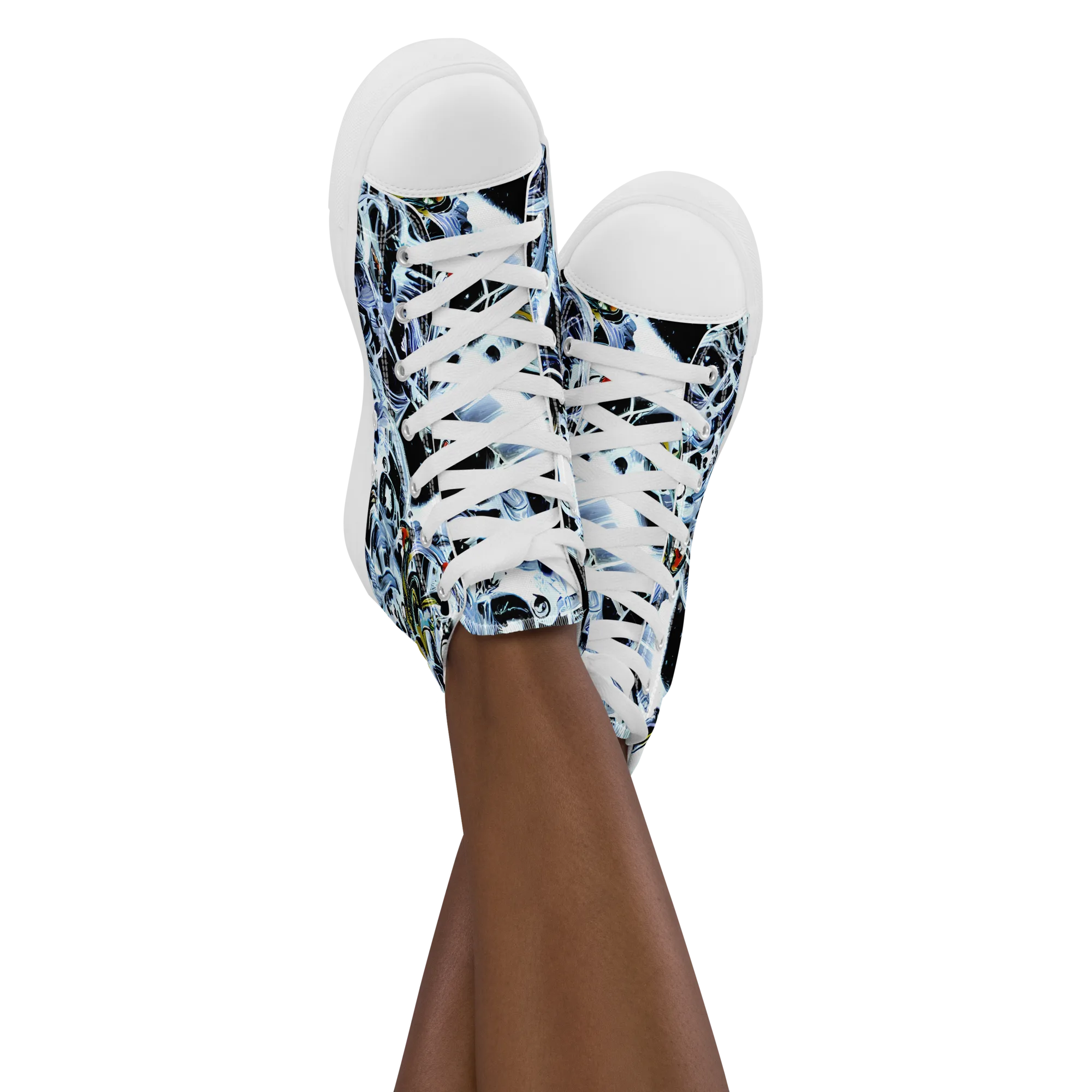 Liquid Chrome on Women's High Top Canvas Shoes — Front