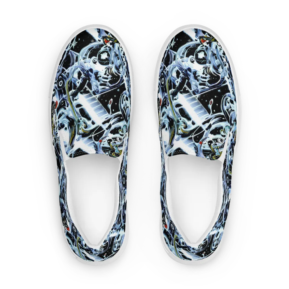 Liquid Chrome on Men's Slip-On Canvas Shoes — Front