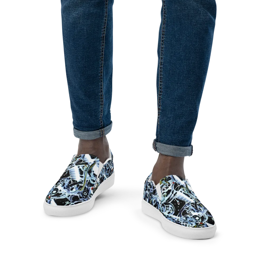 Liquid Chrome on Men's Slip-On Canvas Shoes — Front
