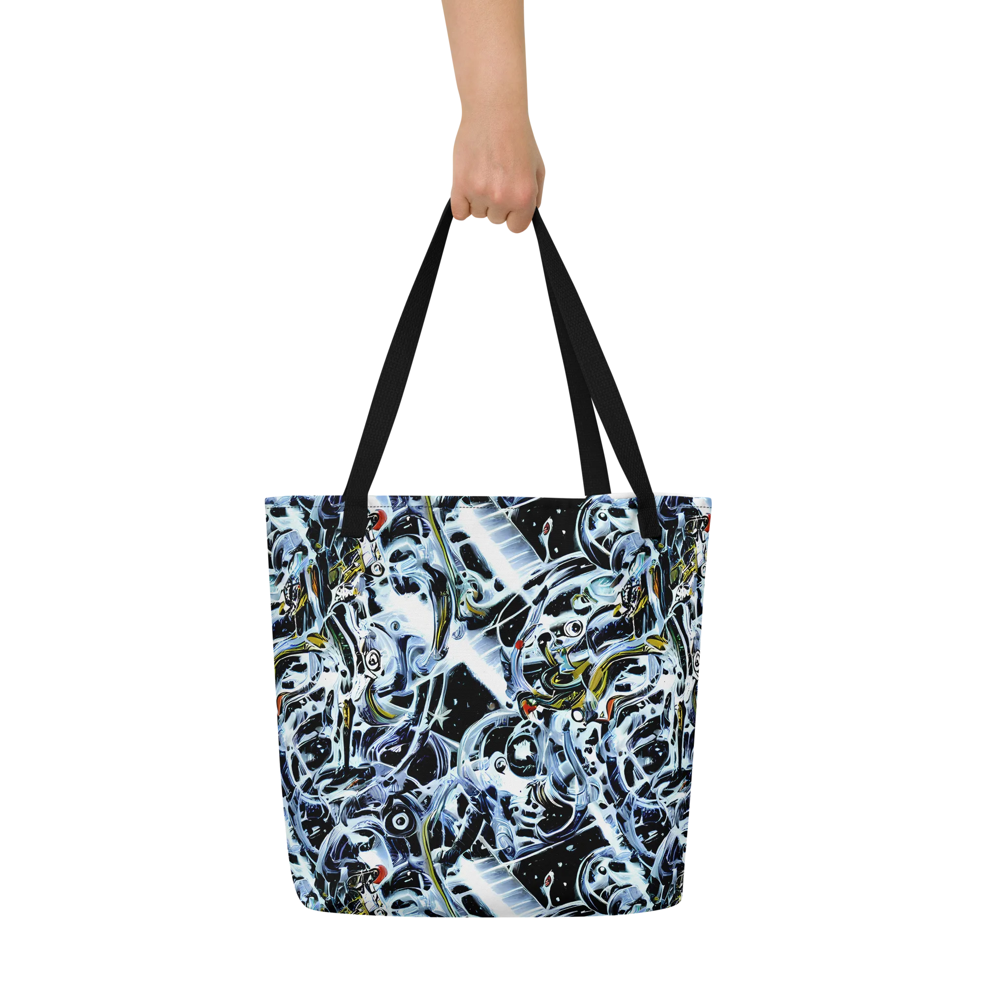 Liquid Chrome on Large Tote Bag W/ Pocket — Front