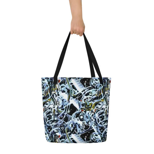 Liquid Chrome on a Large Tote Bag W/ Pocket