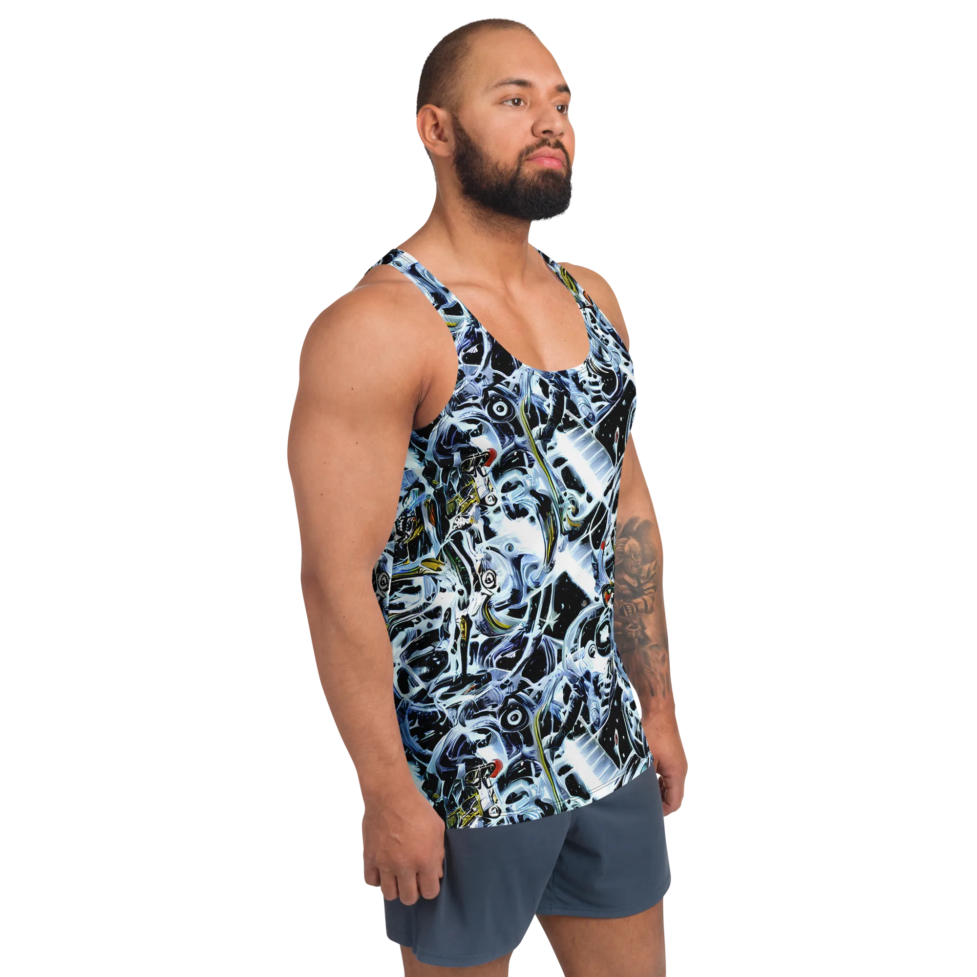 Liquid Chrome on Men's Tank Top — Right Front