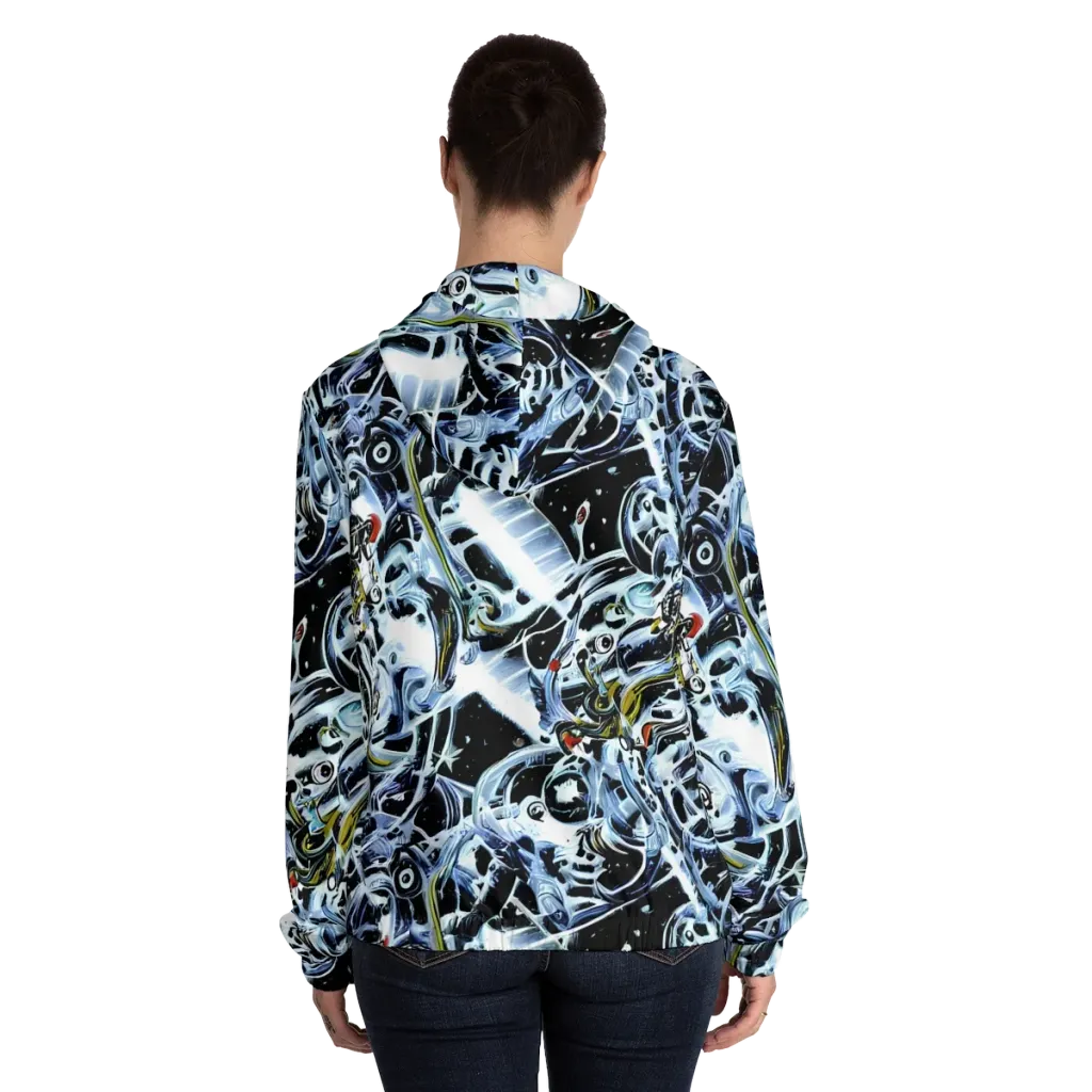 Liquid Chrome on Women's Full-Zip Hoodie — Back On Person