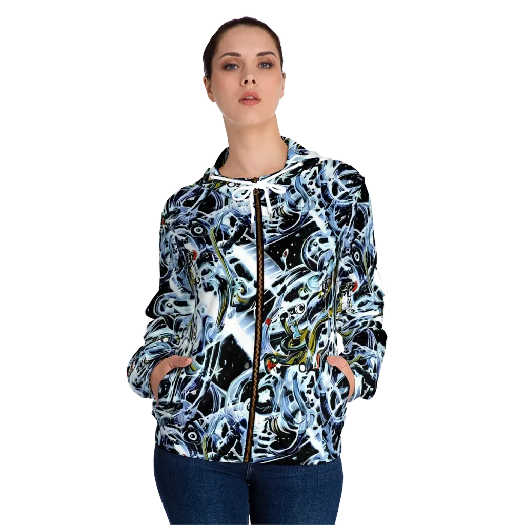 Liquid Chrome on Women's Full-Zip Hoodie — Front On Person
