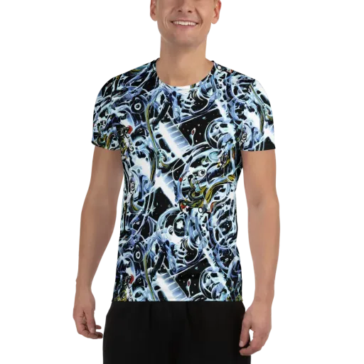 Liquid Chrome on a Men's Athletic T-Shirt