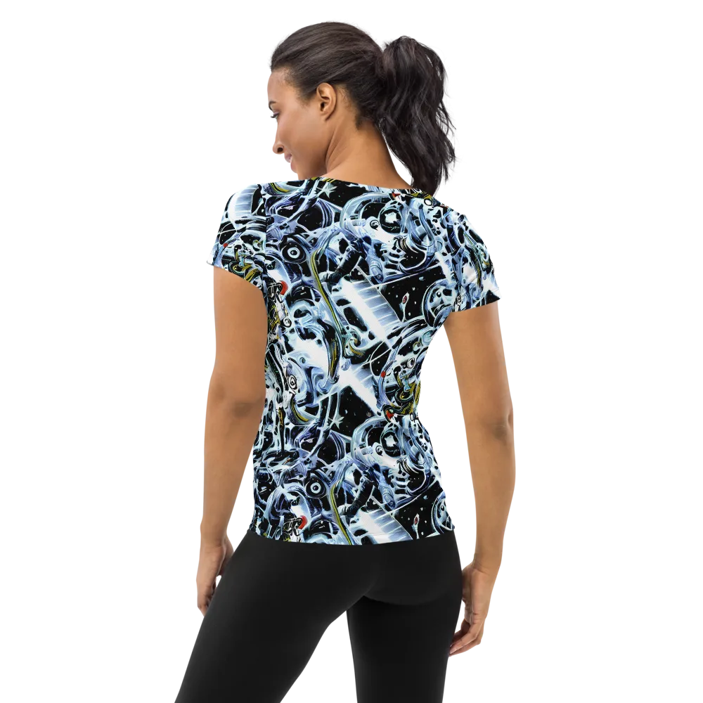 Liquid Chrome on Women's Athletic T-Shirt — Back