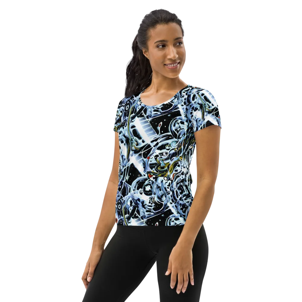 Liquid Chrome on Women's Athletic T-Shirt — Left
