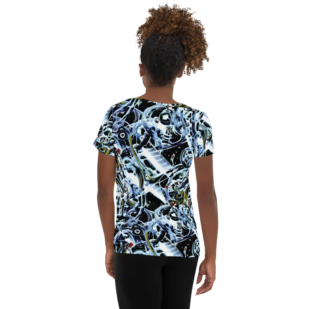 Liquid Chrome on Women's Athletic T-Shirt — Back