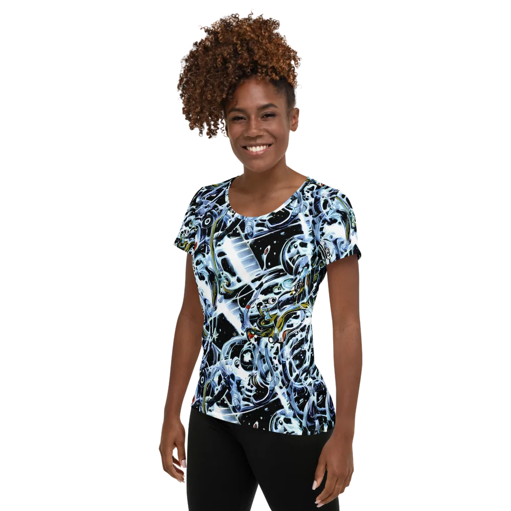 Liquid Chrome on Women's Athletic T-Shirt — Left