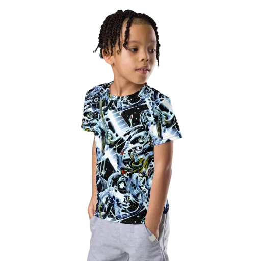 Liquid Chrome on a Kids Crew Neck T-Shirt