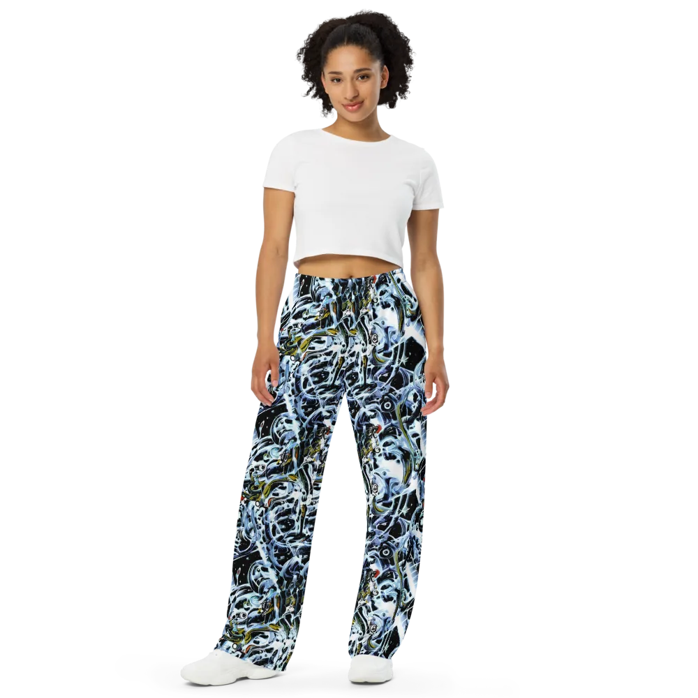 Liquid Chrome on Wide-Leg Pants — Front