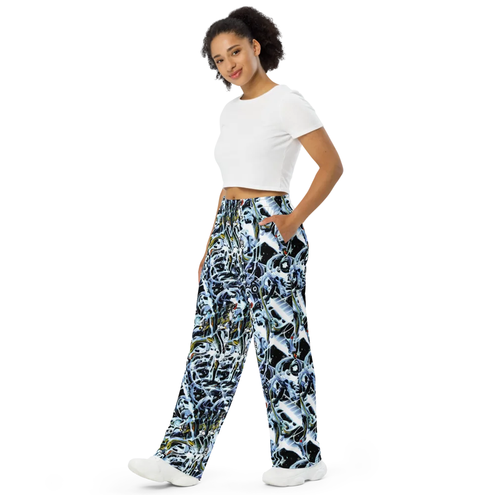 Liquid Chrome on Wide-Leg Pants — Left Front