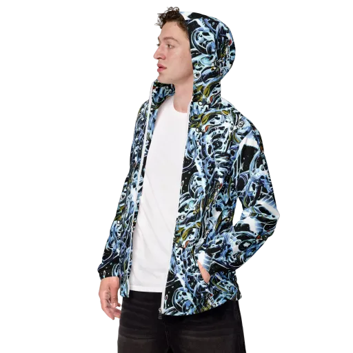 Liquid Chrome on a Men's Windbreaker