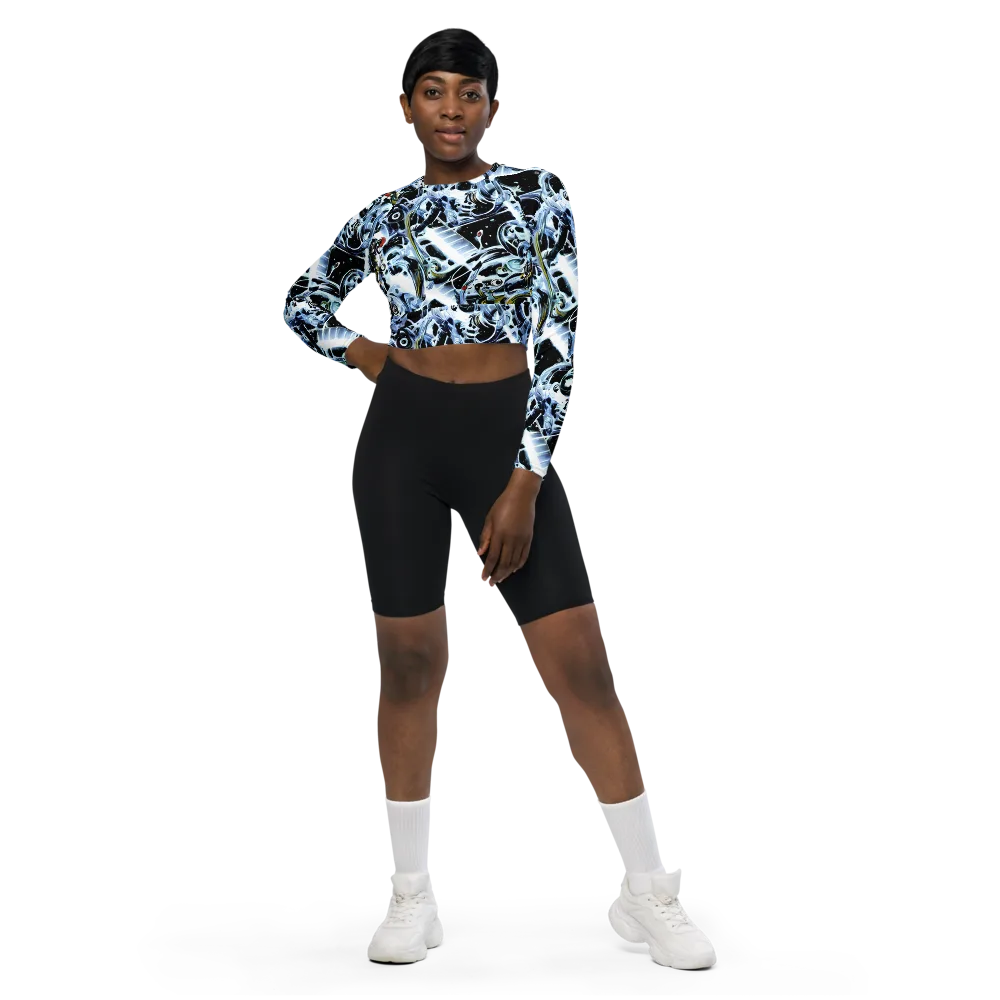 Liquid Chrome on Long Sleeve Crop Top — Front
