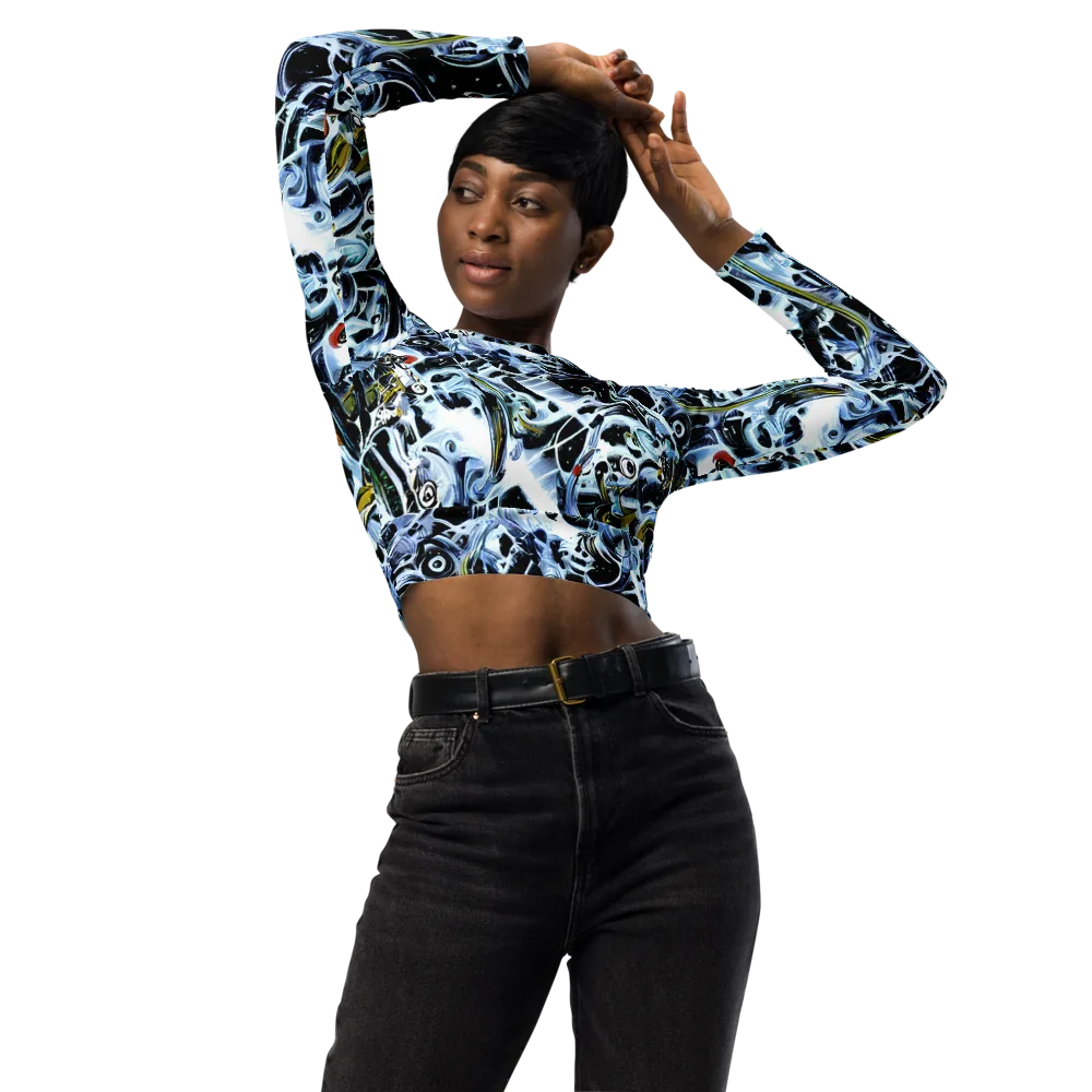 Liquid Chrome on Long Sleeve Crop Top — Front