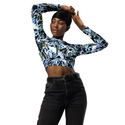 Liquid Chrome on a Long Sleeve Crop Top