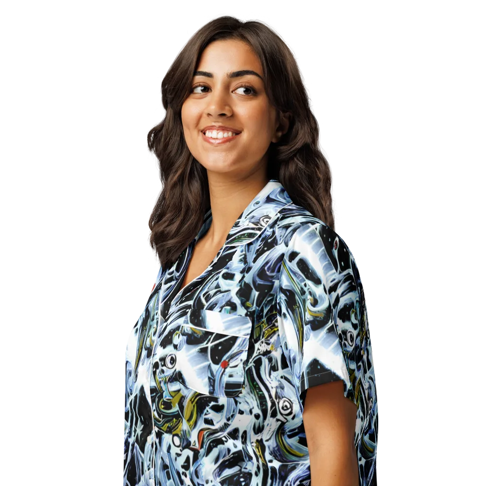 Liquid Chrome on Women's Short Sleeve Pajama Top — Left Front