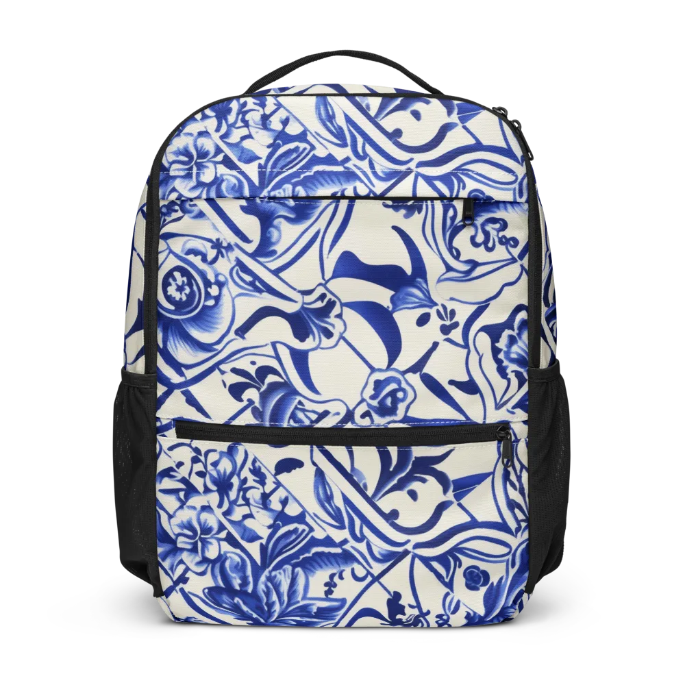Cobalt Chinoiserie on Utility Backpack — Front
