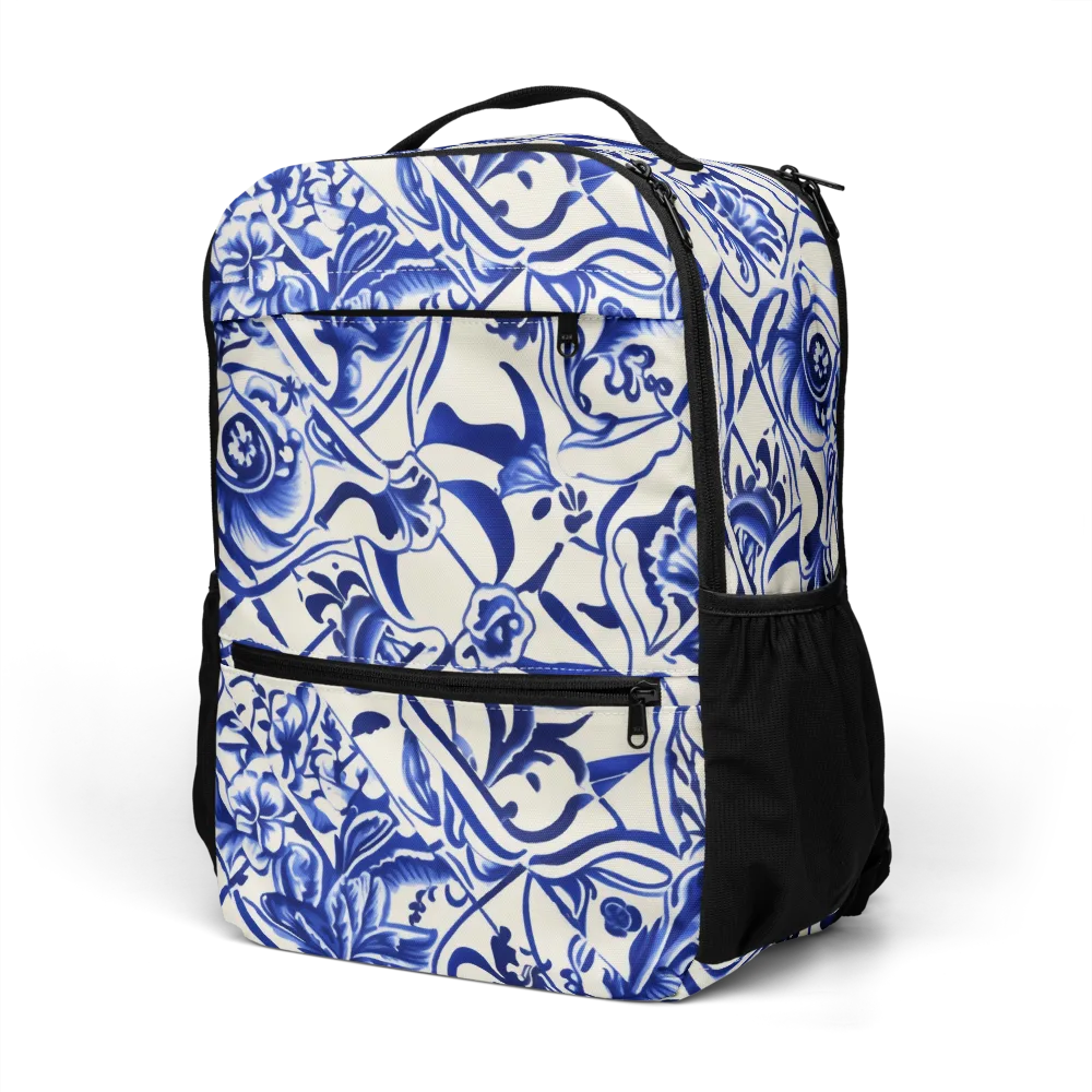Cobalt Chinoiserie on Utility Backpack — Left Front