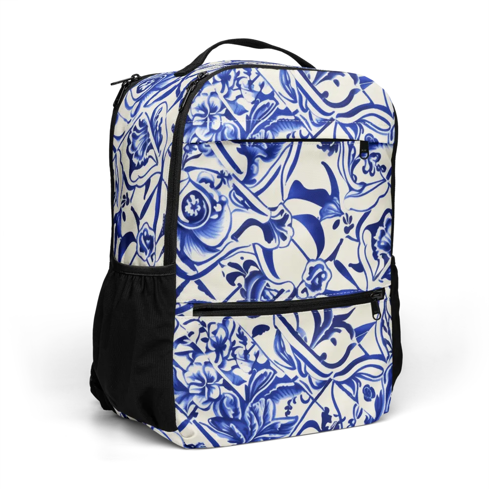 Cobalt Chinoiserie on Utility Backpack — Right Front