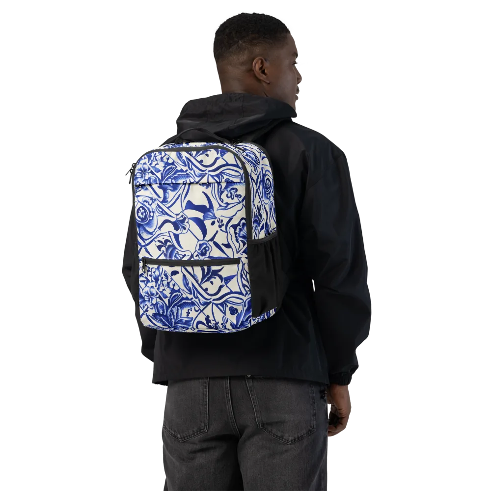 Cobalt Chinoiserie on Utility Backpack — Back