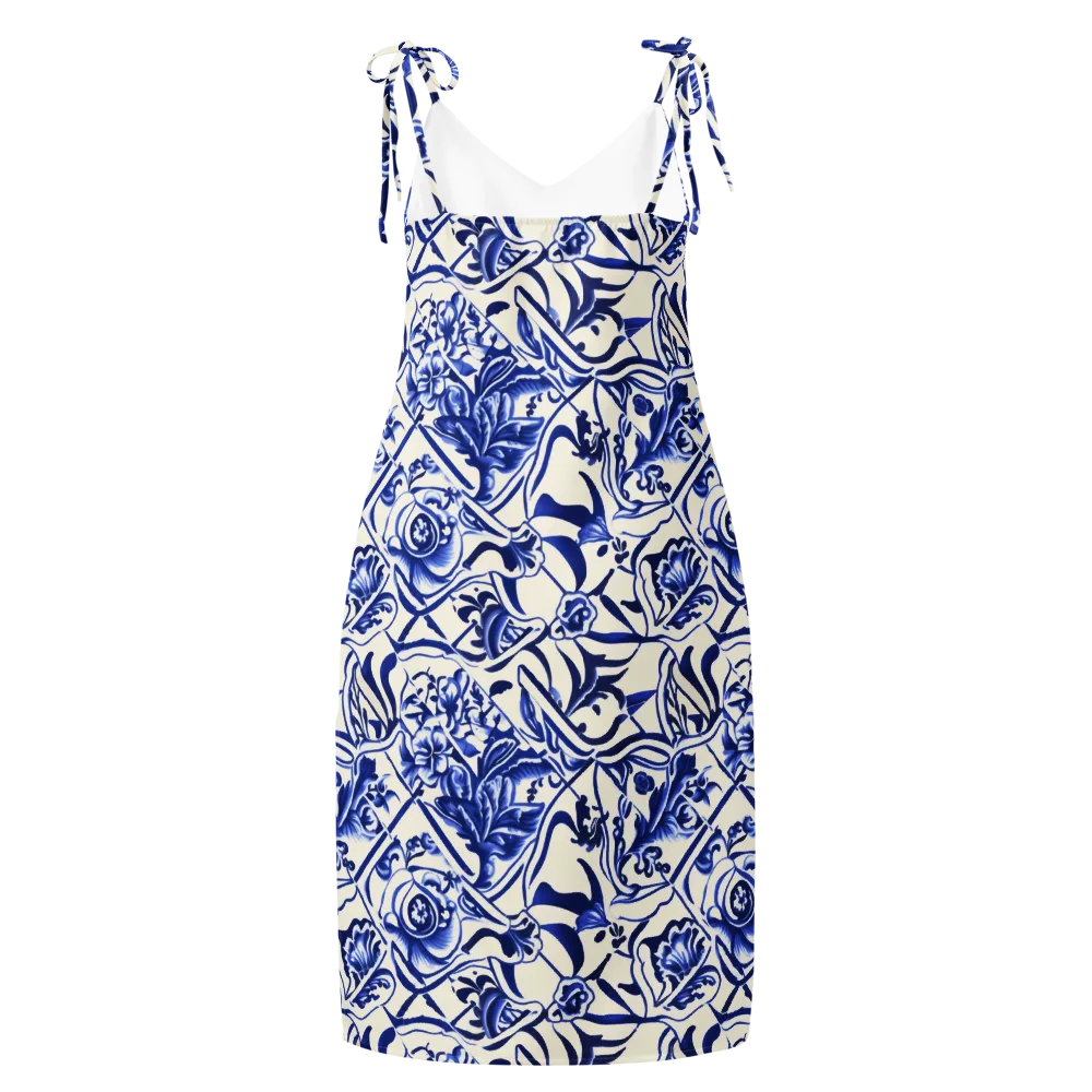 Cobalt Chinoiserie on Slip Dress — Back