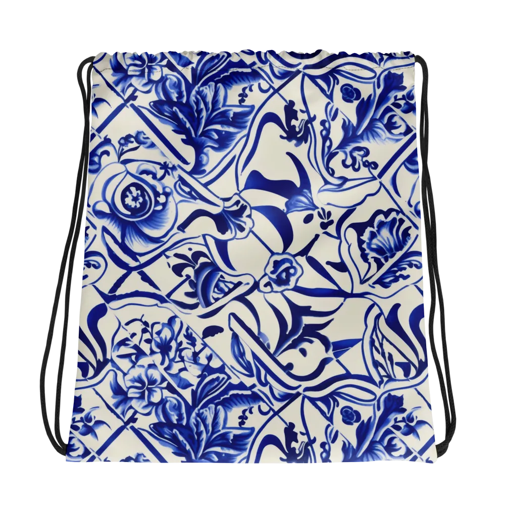 Cobalt Chinoiserie on Drawstring Bag — Photo