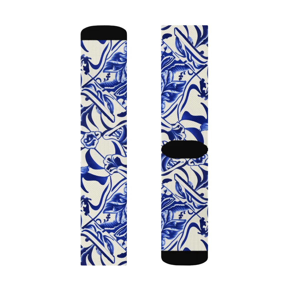 Cobalt Chinoiserie on Socks — Right Sock